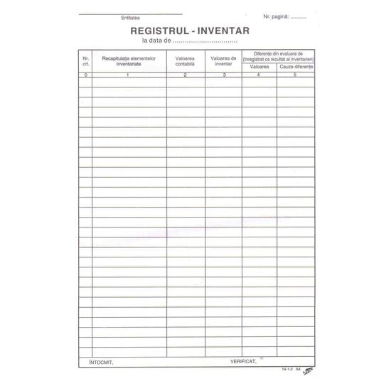 Registru inventar, A4, 100 file, hartie offset