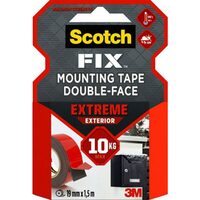 Banda dublu adeziva de montare Scotch® 3M Extrem Exterior, 19 mm x 1.5 m, sustine 1 Kg/15 cm, negru