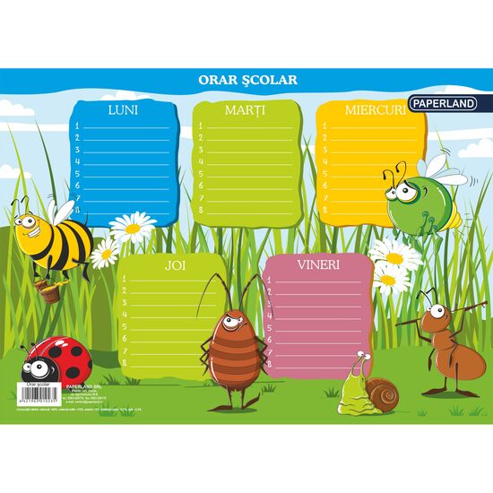 Orar scolar Paperland, A5, modele pt scoala generala