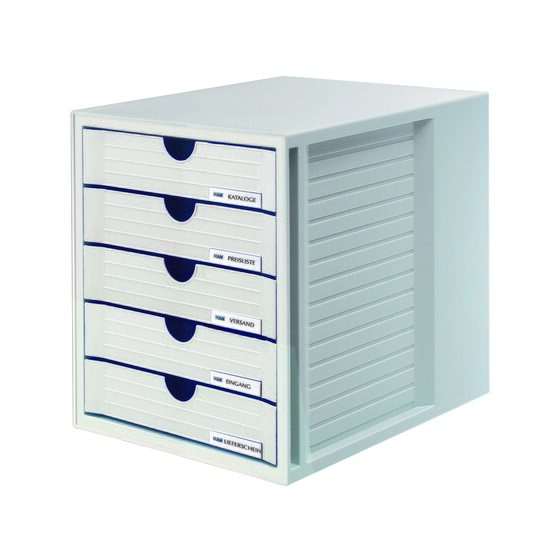 Organizator de birou HAN System Box, cabinet cu 5 sertare, A4, din plastic, 275 x 330 x 320 mm, gri