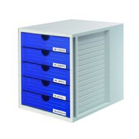 Organizator de birou HAN System Box, cabinet cu 5 sertare, A4, din plastic, 275 x 330 x 320 mm, albastru