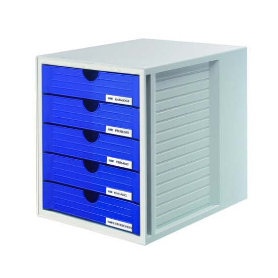 Organizator de birou HAN System Box, cabinet cu 5 sertare, A4, din plastic, 275 x 330 x 320 mm, albastru