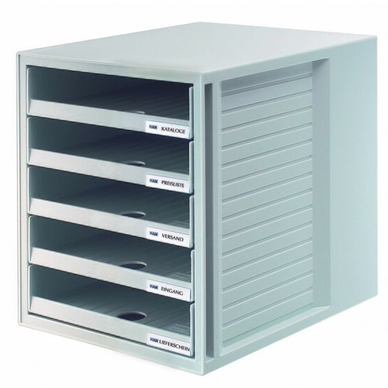 Organizator de birou HAN, cabinet cu 5 sertare, A4, din plastic, 275 x 330 x 320 mm, gri