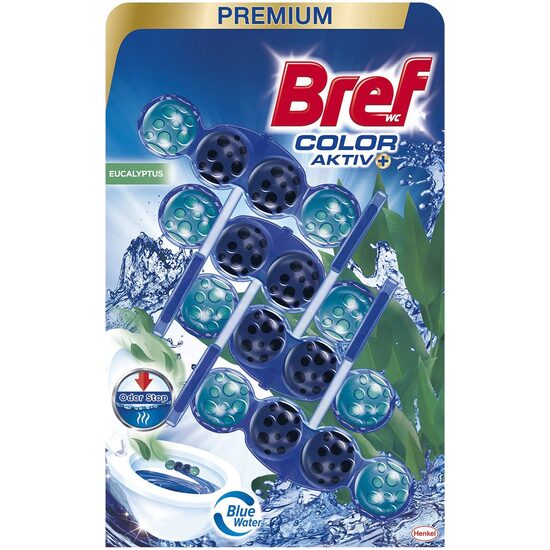 Odorizant toaleta Bref Wc Color Aktiv, 3 x 4 bile, 3 x 50 gr, Eucalypt