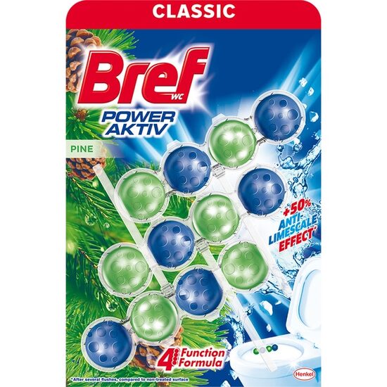 Odorizant toaleta Bref Wc Power Aktiv, 3 x 4 bile, 3 x 50 gr, Pine