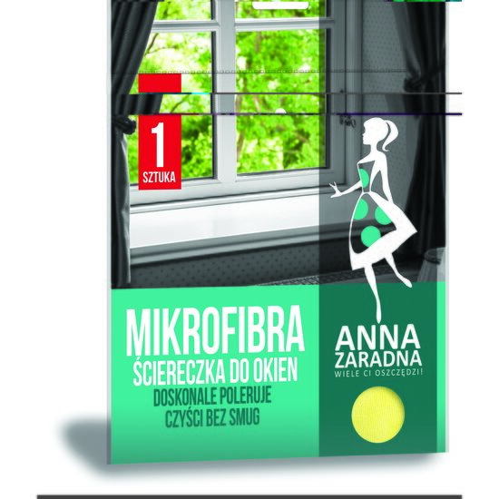 Laveta microfibra pentru geamuri ANNA ZARADNA, 32 x 32 cm, galben