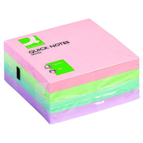 Cub notite adezive Q-CONNECT, 76 x 76 mm, 480 file, culori pastel