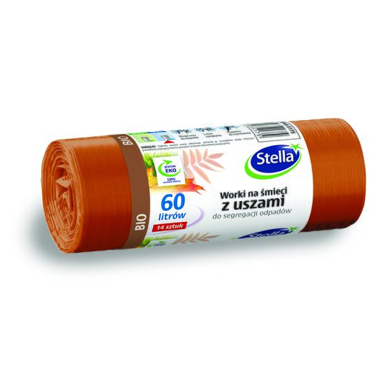 Saci menajeri colectare selectiva Stella, cu manere, 60 litri, rezistenti, 14 buc/set, maro (deseuri BIO)