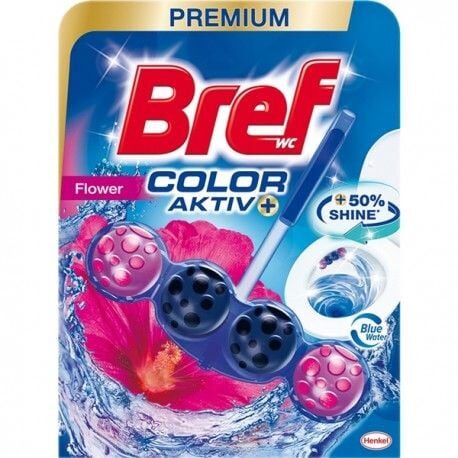 Odorizant toaleta Bref Wc Color Aktiv, 3 x 4 bile, 3 x 50 gr, Flower