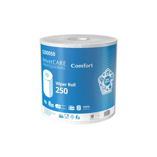 Prosoape industriale VELVET Professional, 250 m, celuloza alb, 2 straturi, 1000 foi, h 264 mm
