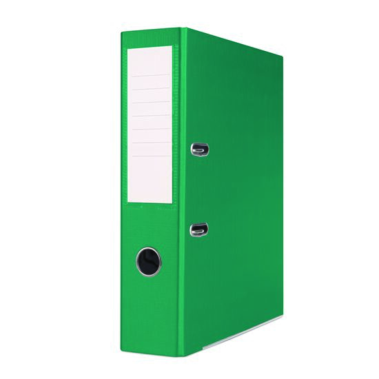 Biblioraft plastifiat Basic, 7.5 cm, colturi metalice, verde
