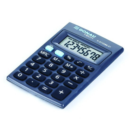 Calculator de birou DONAU TECH, solar, 8 cifre, format mic, 85 x 56 x 9 mm, negru