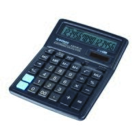 Calculator de birou DONAU TECH, solar, 16 cifre, afisaz inclinat, format mare, 190 x 143 x 40 mm, negru
