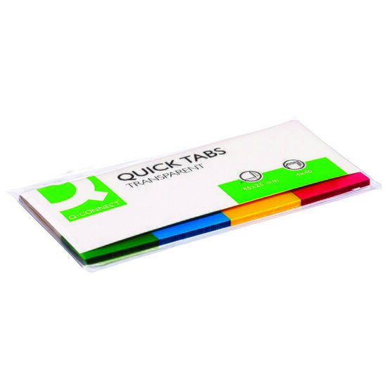 Page marker din plastic Q-CONNECT, 25 x 45 mm, set 4 x 40 file, color