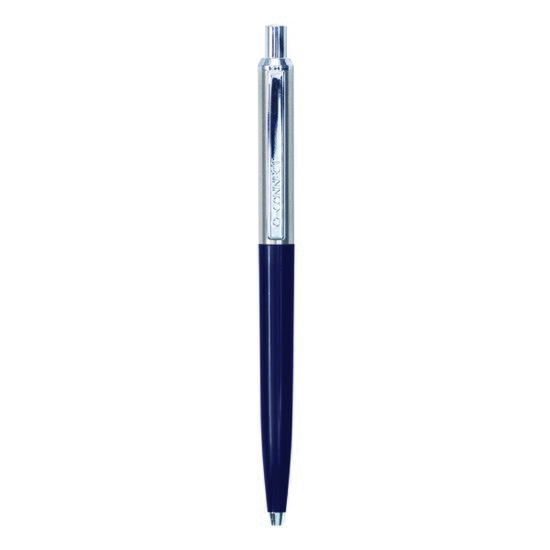 Pix cu mecanism Q-CONNECT Prestige, corp metalic albastru/argintiu, scriere de 0.5 mm, albastru