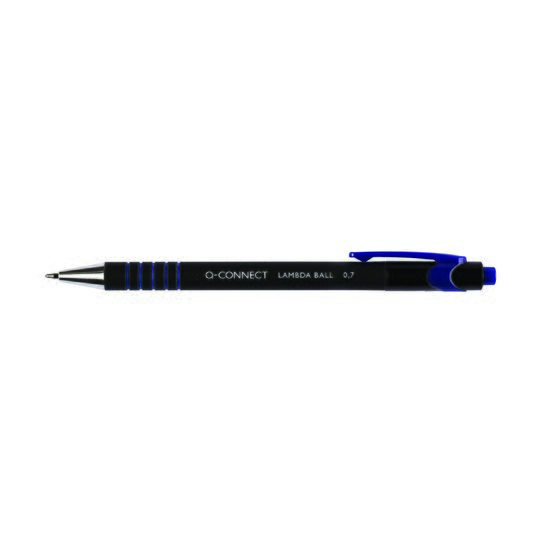 Pix cu mecanism Q-CONNECT Lambda, corp negru, scriere de 0.35 mm, albastru