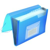 Mapa din plastic Q-CONNECT, cu 12 compartimente si elastic pe colturi, transparent, albastru