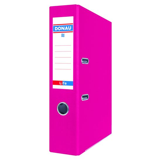 Biblioraft laminat DONAU LIFE, 7.5 cm, colturi metalice, roz neon