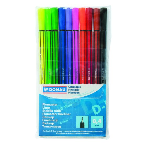 Fineliner DONAU D-Fine, scriere de 0.4 mm, 10 buc/set, diferite culori