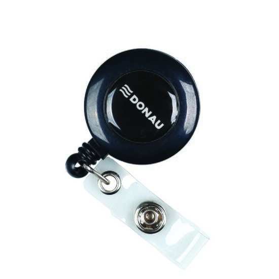 Snur retractabil cu clip pentru ecuson DONAU ID, plastic, lungime max 80 cm, 10 bucati/set, negru