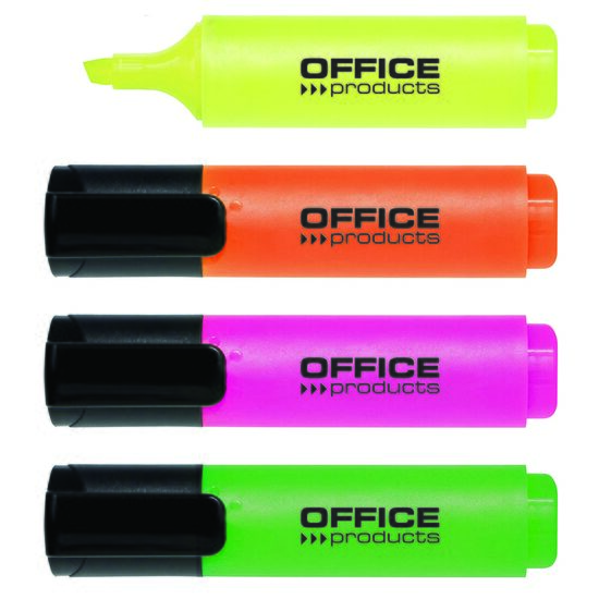 Textmarker OFFICE Products FLUO, scriere de 2-5 mm, 4 buc/set