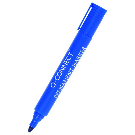 Marker permanent Q-CONNECT, varf rotund, scriere de 1.5 - 3 mm, albastru