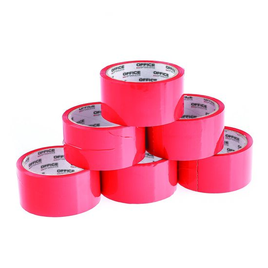 Banda adeziva color pentru ambalare OFFICE Products Acrylic, 48 mm x 50 y, rosu