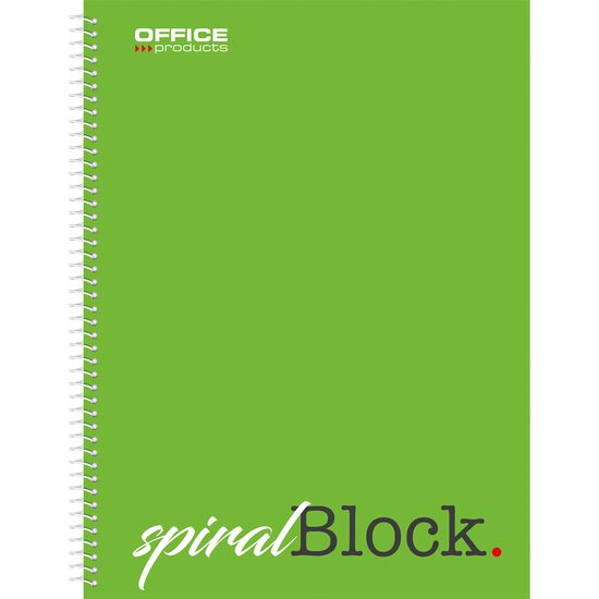 Caiet de birou OFFICE Products spiralat A4, 80 file, cu 4 perforatii, hartie 70 g/mp, coperta cartonata, aritmetica