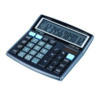 Calculator de birou DONAU TECH, solar, 12 cifre, functie TAX, afisaz inclinat, format mediu, 136 x 134 x 28 mm, negru