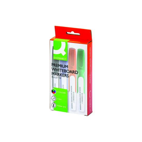 Marker whiteboard Q-CONNECT Premium, cauciucat, set 4 culori (A,N,R,V)