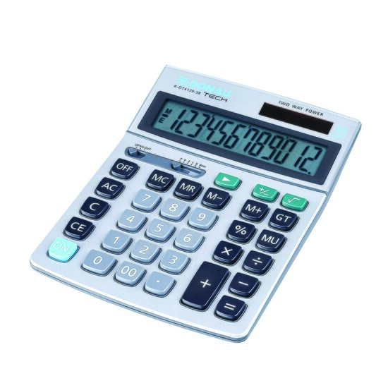 Calculator de birou DONAU TECH, carcasa metalica, solar, 12 cifre, afisaz inclinat, format mare, 210 x 154 x 37 mm, argintiu
