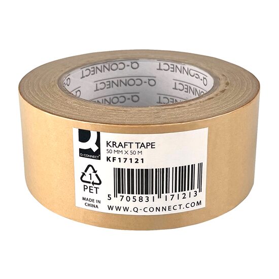 Banda adeziva pentru ambalare din hartie kraft Q-CONNECT Hot-Melt, 50 mm x 50 m, 130 microni, maro