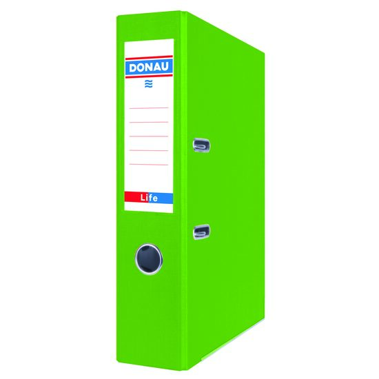 Biblioraft laminat DONAU LIFE, 7.5 cm, colturi metalice, verde neon