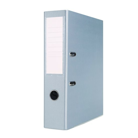 Biblioraft plastifiat Basic, 7.5 cm, colturi metalice, gri