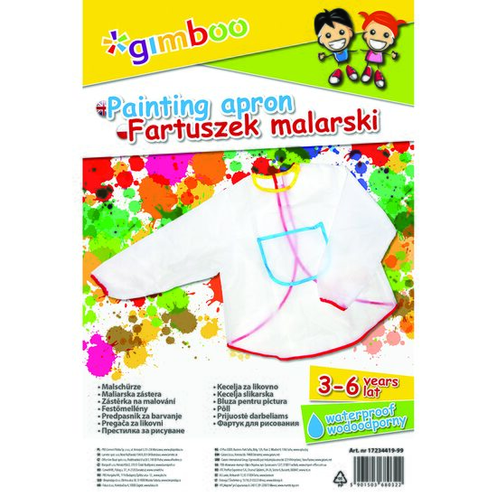 Bluza pentru pictura Gimboo, tip sort, transparent, varsta 3 - 6 ani