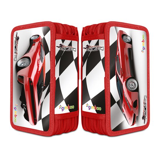 Penar echipat Gimboo cu 3 fermoare, 41 piese, motiv Racing 2024, rosu