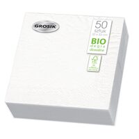 Servetele de masa GROSIK, celuloza, 2 straturi, 33 x 33 cm, 50 buc/set, alb
