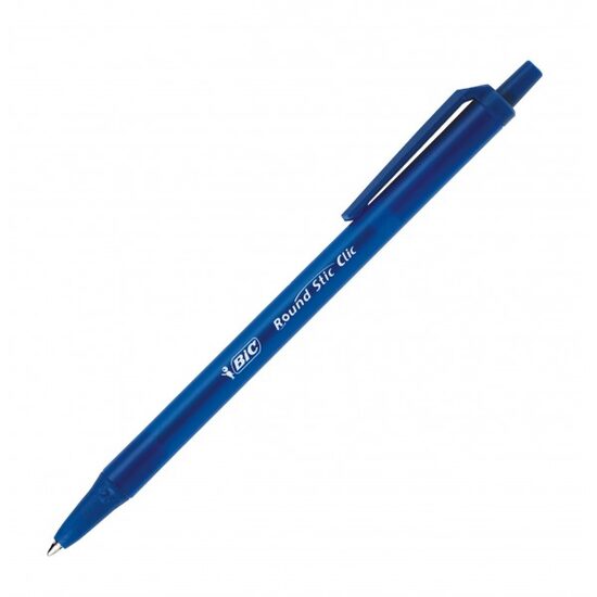 Pix cu mecanism BIC Round Stic CLICK, varf 1.0 mm, albastru