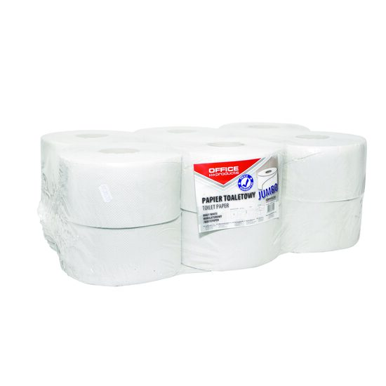 Hartie igienica mini jumbo OFFICE Products, reciclat alb, 1 strat (1 x 35g), 120 m, pachet 12 role