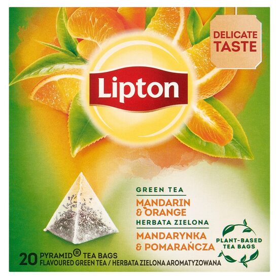 Ceai verde LIPTON PYRAMIDS, Mandarin & Orange, 20 buc