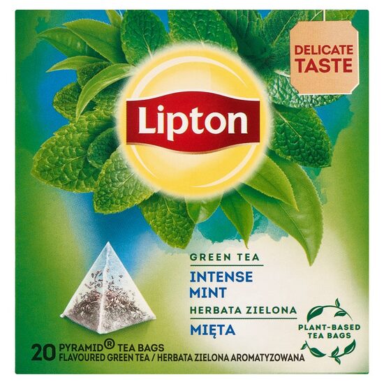 Ceai verde LIPTON PYRAMIDS, Menta, 20 buc