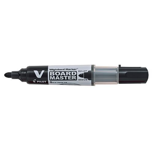 Marker whiteboard PILOT Vboard, varf rotund, reincarcabil, scriere de 2 - 4 mm, negru
