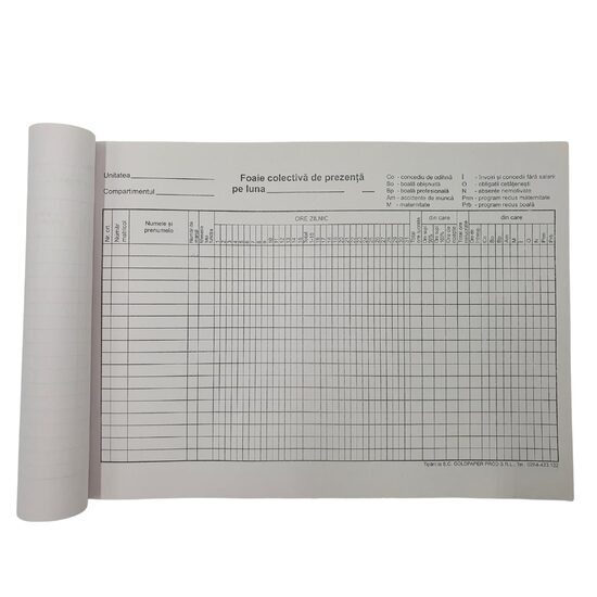 Foaie colectiva de prezenta GOLD, A4, 100 file
