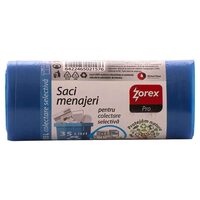 Saci menajeri colectare selectiva ZOREX Pro, 35 litri, rezistenti, LDPE, 15 buc/set, albastru (deseuri hartie)
