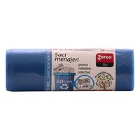Saci menajeri colectare selectiva ZOREX Pro, 60 litri, rezistenti, LDPE, 10 buc/set, albastru (deseuri hartie)
