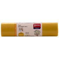 Saci menajeri colectare selectiva ZOREX Pro, 240 litri, rezistenti, LDPE, 10 buc/set, galben (deseuri plastic)