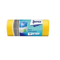 Saci menajeri colectare selectiva ZOREX Pro, 35 litri, rezistenti, LDPE, 15 buc/set, galben (deseuri plastic)