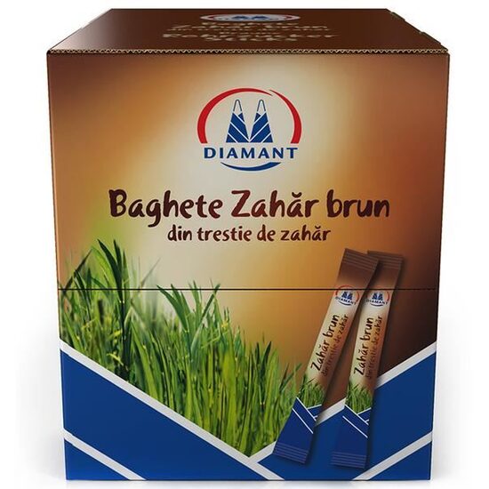Zahar brun din trestie DIAMANT, baghete stick 5 g x 100 buc