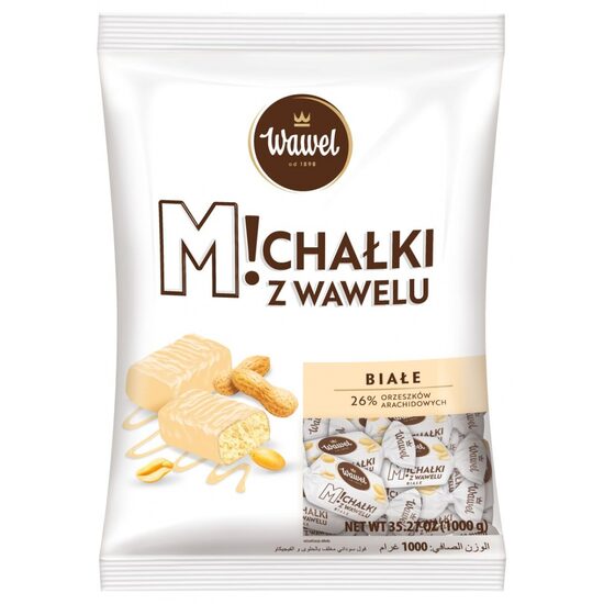 Bomboane de ciocolata alba cu arahide WAWEL MICHALKI, punga 1 Kg
