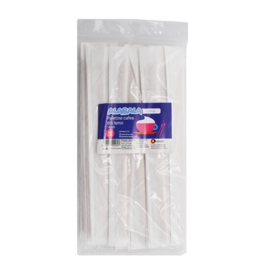 Paletine din lemn ALABALA pentru cafea sau bauturi, 14 cm, ambalate individual, 50 buc/set